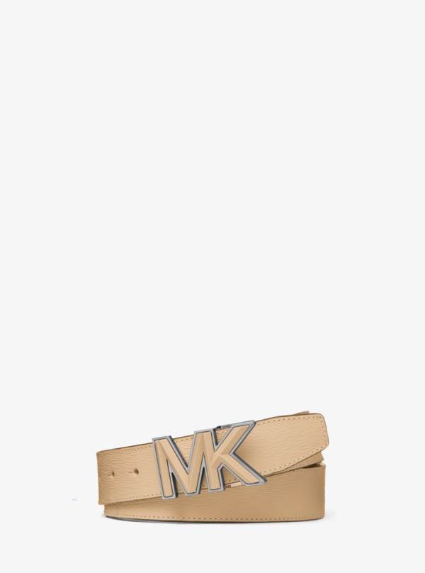 Panske Opasky Michael Kors Logo Buckle Leather Hnede - Doplnky Michael Kors Outlet | QGETJ-9835